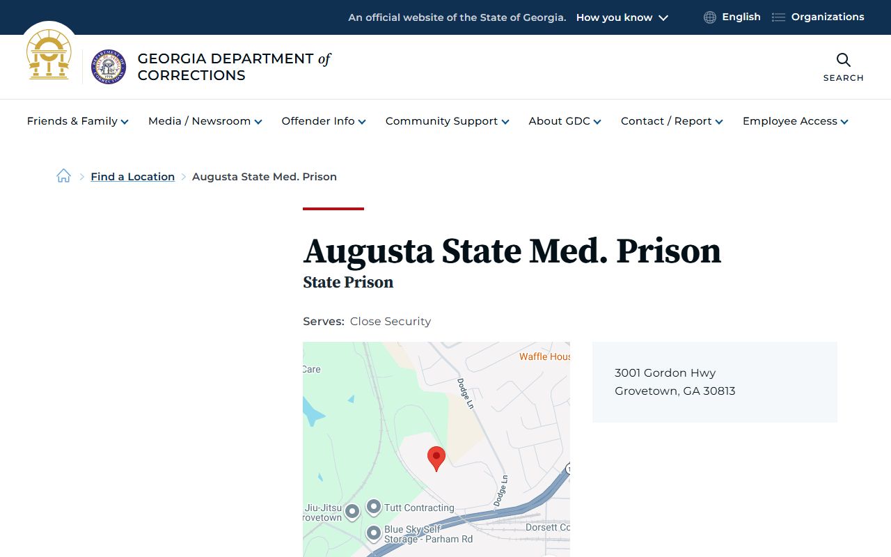 Augusta State Medical Prison offender lookup facility information
